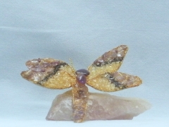 Libelle (± 8 cm) mit Amethyst, Onyx und Bergkristall
